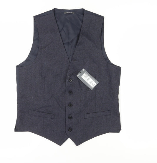 Mens UK Size 40 Marks and Spencer Regular Blue Suit Waistcoat