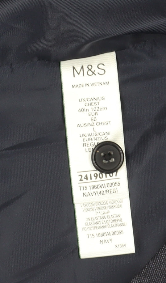 Mens UK Size 40 Marks and Spencer Regular Blue Suit Waistcoat