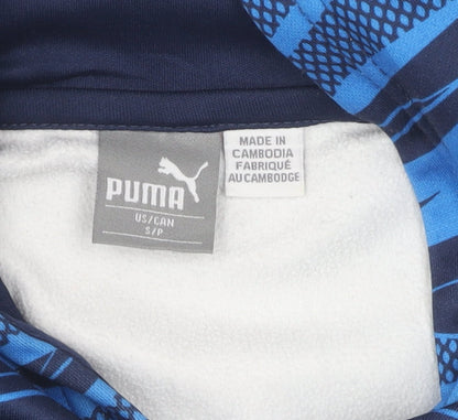 Puma Boys Blue Pullover Hoodie, Graphic Print, Size S