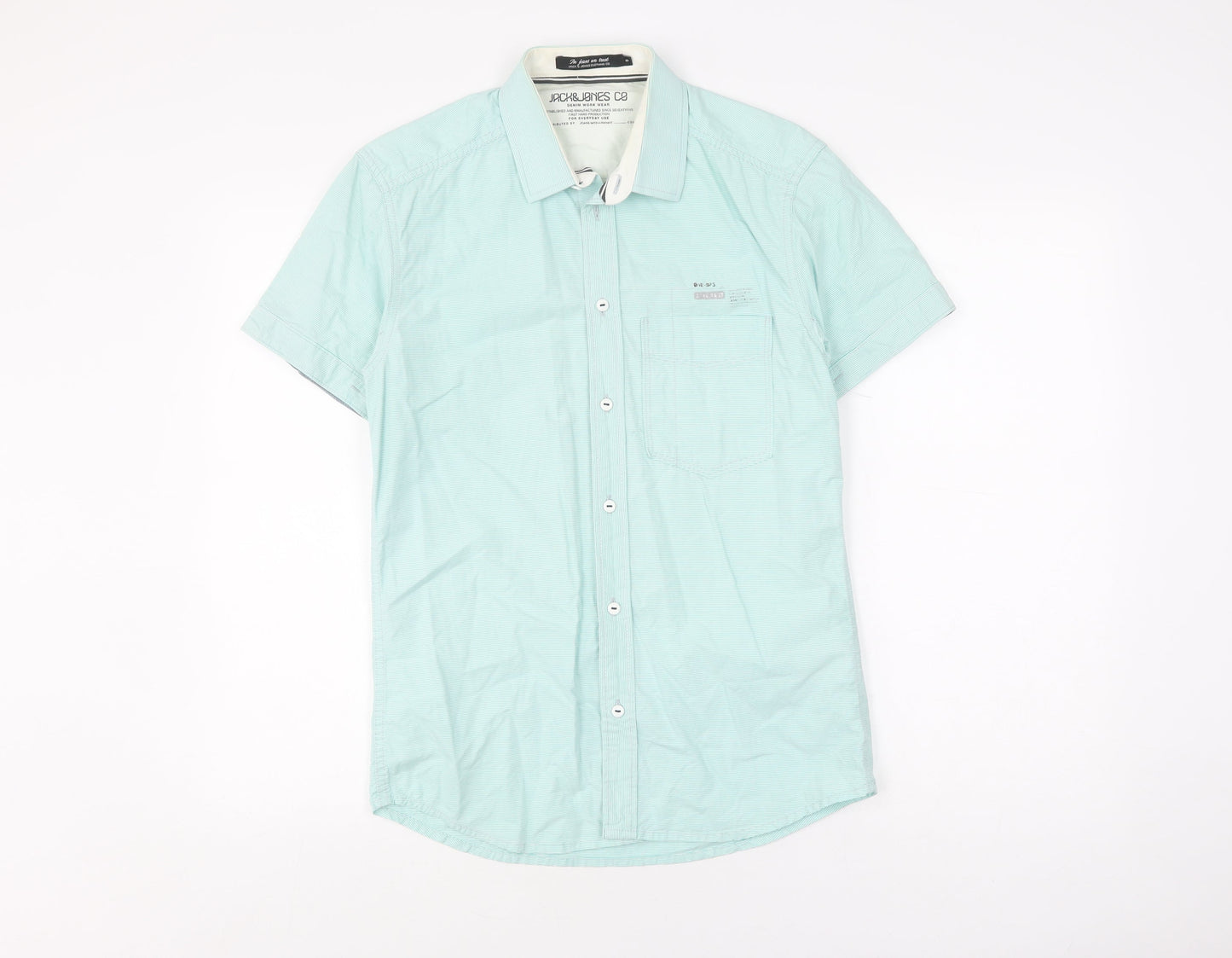 Jack & Jones Men's Blue Striped Casual Shirt Size S