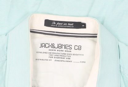 Jack & Jones Men's Blue Striped Casual Shirt Size S