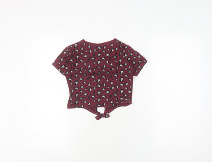 McKenzie Girls Red Cropped Animal Print T-Shirt 5-6 Years