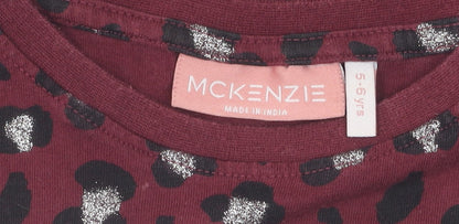 McKenzie Girls Red Cropped Animal Print T-Shirt 5-6 Years