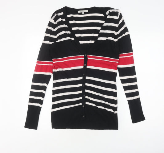 Laura Ashley Women's Black Striped Cardigan Size 14
