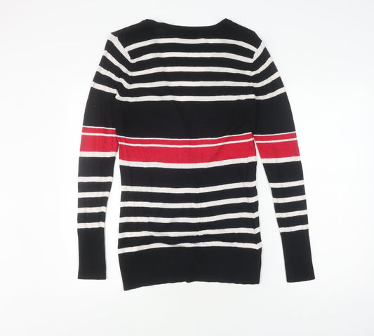 Laura Ashley Women's Black Striped Cardigan Size 14