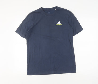 Adidas Men's Blue Graphic Print T-Shirt - M