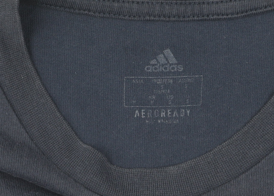 Adidas Men's Blue Graphic Print T-Shirt - M