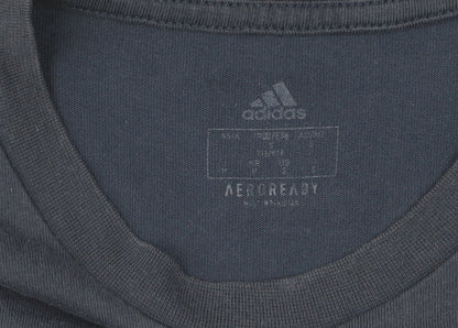 Adidas Men's Blue Graphic Print T-Shirt - M