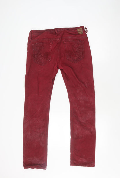 Diesel Women's Red Skinny Denim Jeggings W30