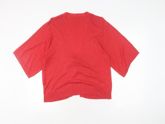 Laura Ashley Women's Red Cardigan, Size 16, V-Neck, Casual