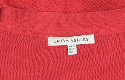 Laura Ashley Women's Red Cardigan, Size 16, V-Neck, Casual