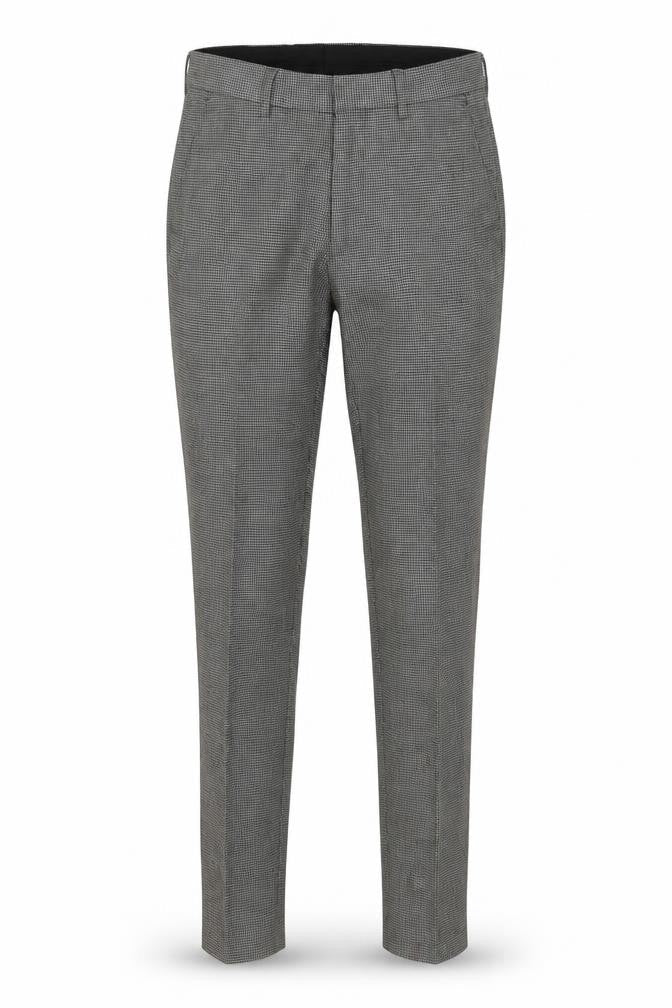 Front view of Asos unisex check trousers in 30” - business casual