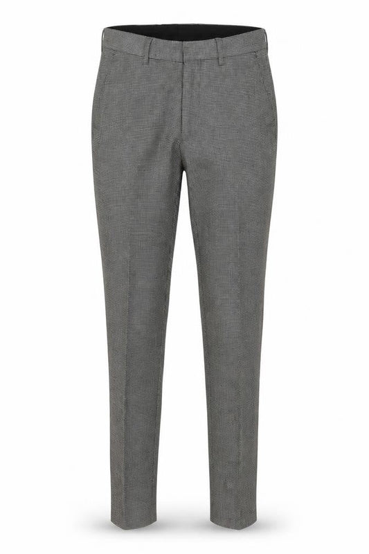 Front view of Asos unisex check trousers in 30” - business casual
