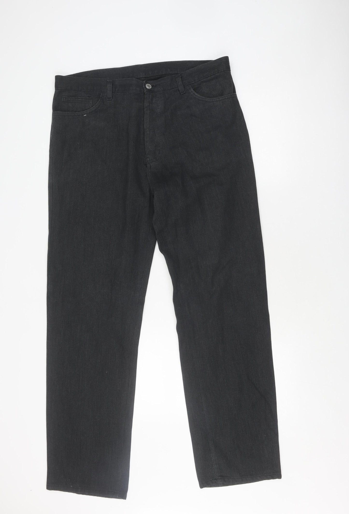 Fume Unisex Black Cotton Straight Trousers 36