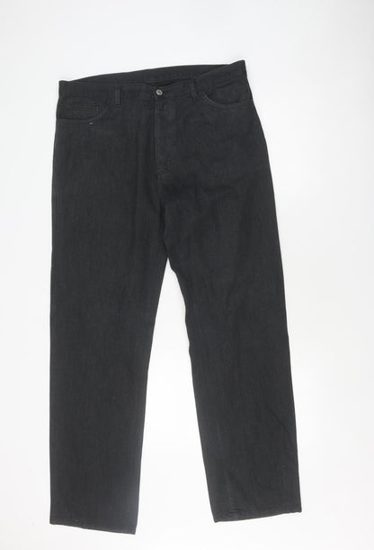 Fume Unisex Black Cotton Straight Trousers 36