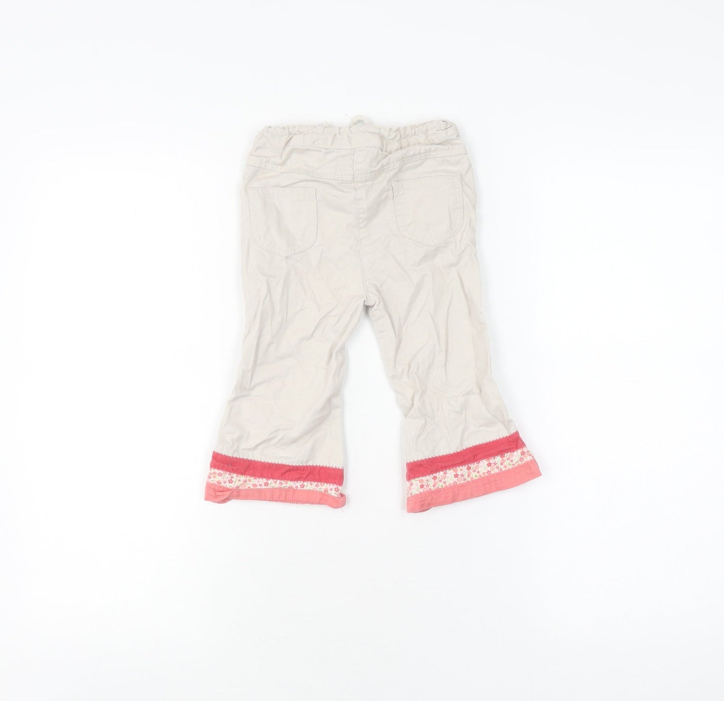 Mothercare Girls Beige Cropped Trousers, 18 Months, Elastic Waist