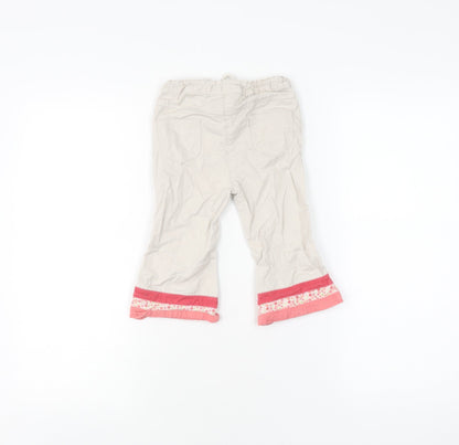 Mothercare Girls Beige Cropped Trousers, 18 Months, Elastic Waist