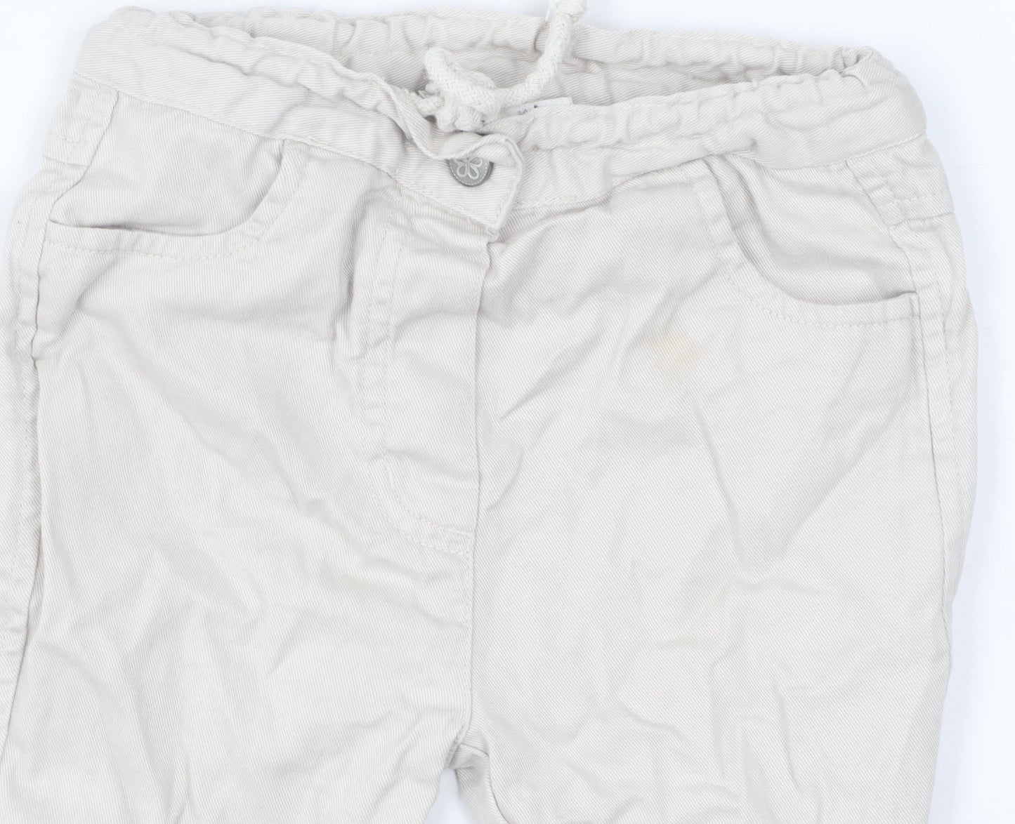 Mothercare Girls Beige Cropped Trousers, 18 Months, Elastic Waist