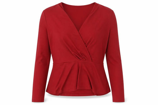 Womens UK Size M H&M Red Wrap Blouse