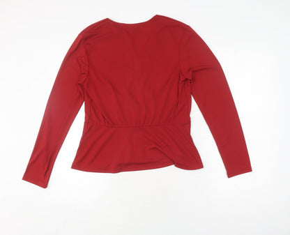 Womens UK Size M H&M Red Wrap Blouse