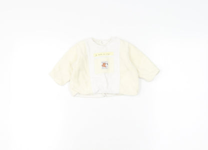 Catimini White Unisex Baby Cardigan 3-6 Months Animal Theme
