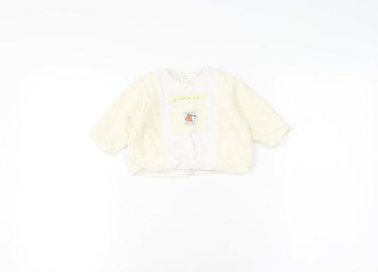 Catimini White Unisex Baby Cardigan 3-6 Months Animal Theme