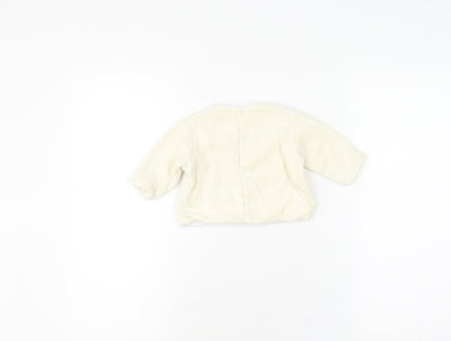 Catimini White Unisex Baby Cardigan 3-6 Months Animal Theme
