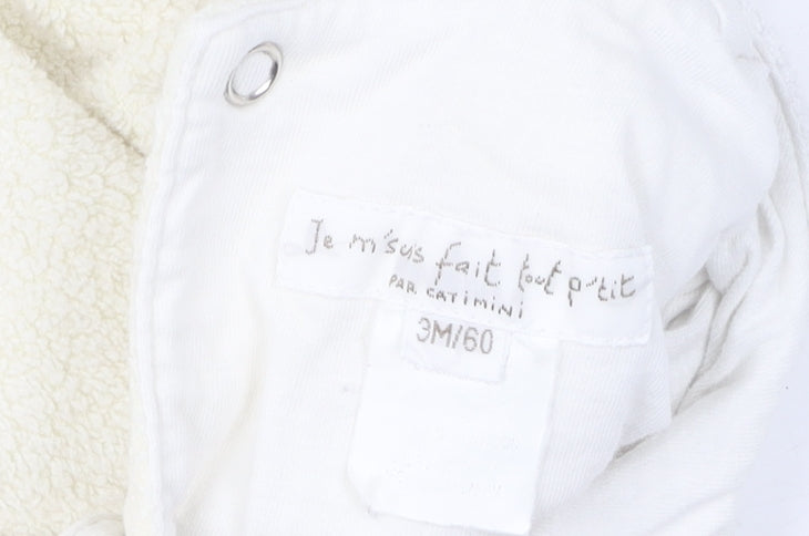 Catimini White Unisex Baby Cardigan 3-6 Months Animal Theme
