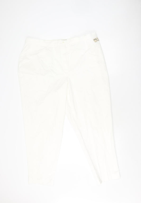 Gardeur Women's White Trousers Size 25 Elastic Waist
