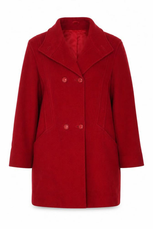 Womens UK Size 12 C&A Red Pea Coat