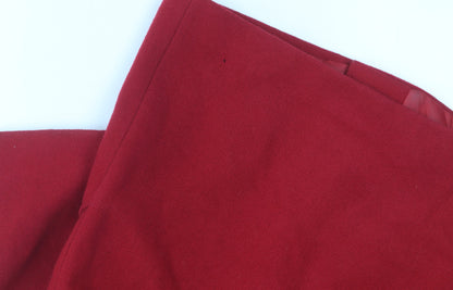 C&A Women's Red Wool Pea Coat Size 12, Buttoned Classic