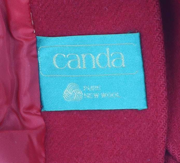 C&A Women's Red Wool Pea Coat Size 12, Buttoned Classic