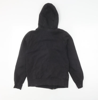 Adidas Boys Black Full Zip Hoodie, Size 12-13, Logo Accent