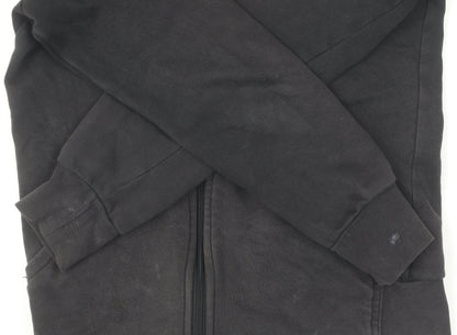 Adidas Boys Black Full Zip Hoodie, Size 12-13, Logo Accent