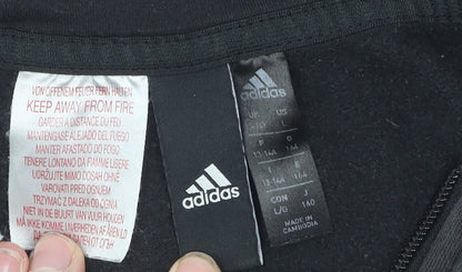 Adidas Boys Black Full Zip Hoodie, Size 12-13, Logo Accent