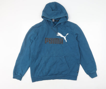 Mens UK Size M PUMA Blue Pullover Hoodie