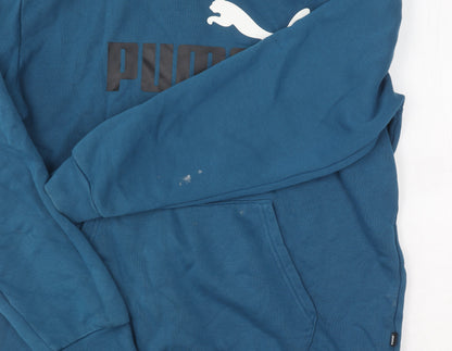 Mens UK Size M PUMA Blue Pullover Hoodie