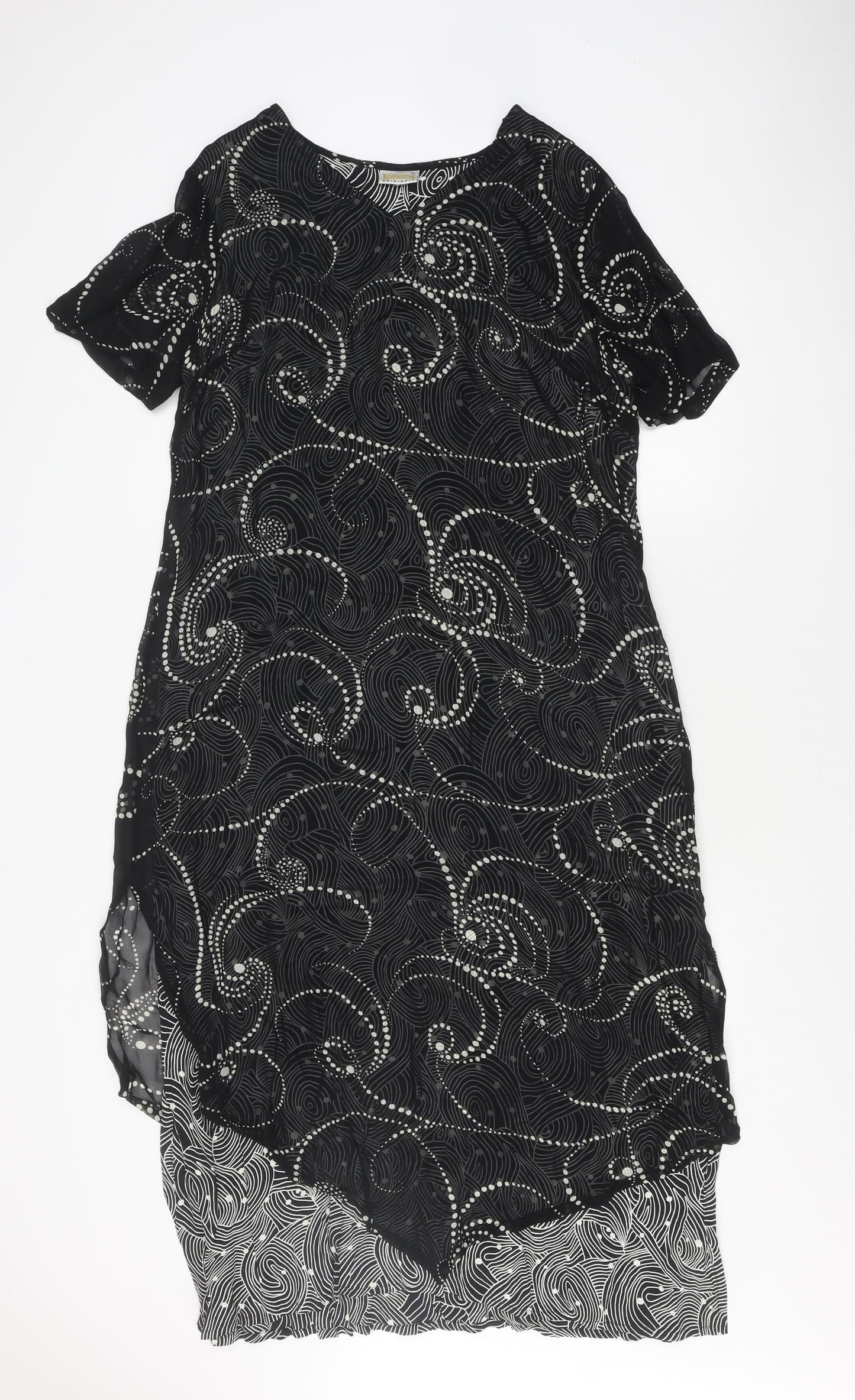 Roman Originals Women's Dress Black Geometric Size 14