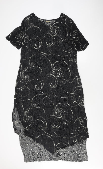 Roman Originals Women's Dress Black Geometric Size 14