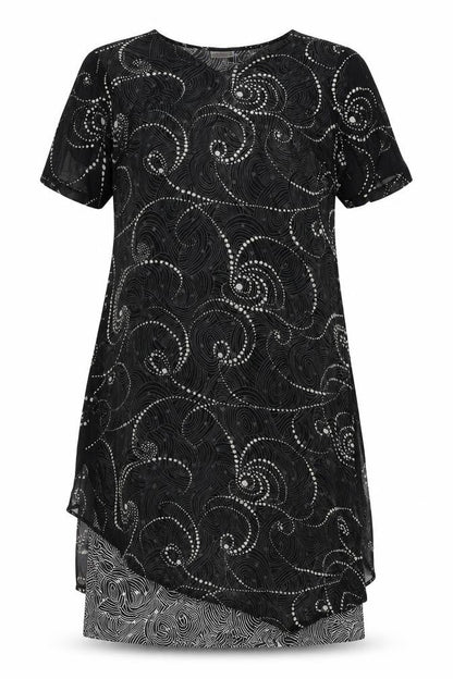 Roman Originals Women's Dress Black Geometric Size 14