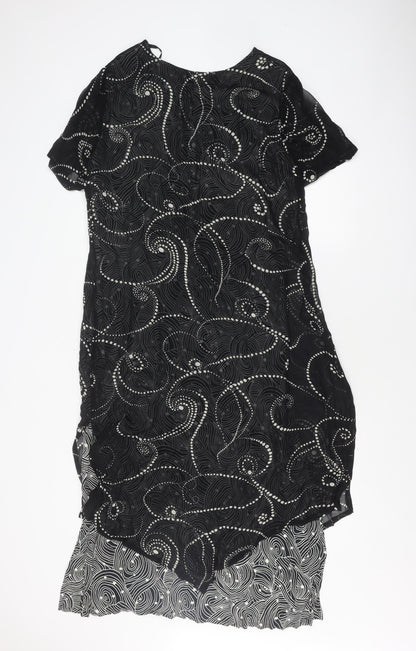 Roman Originals Women's Dress Black Geometric Size 14