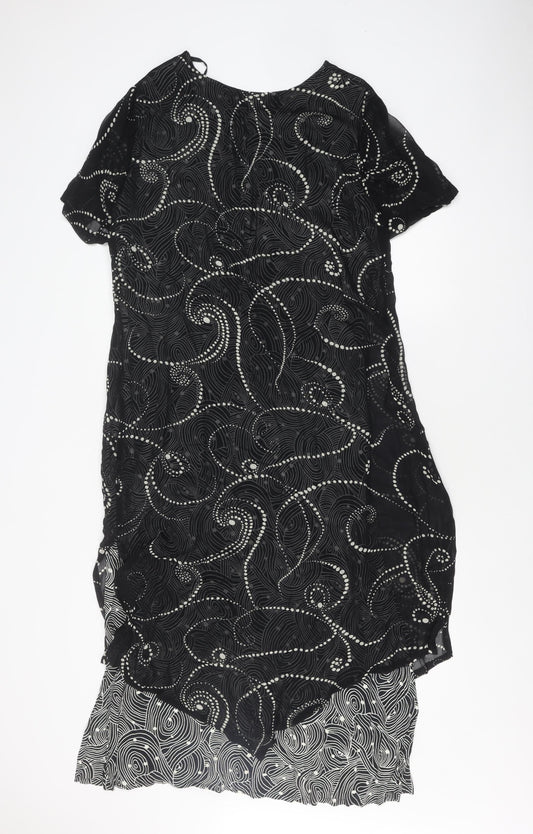 Roman Originals Women's Dress Black Geometric Size 14