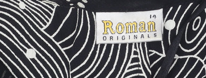 Roman Originals Women's Dress Black Geometric Size 14