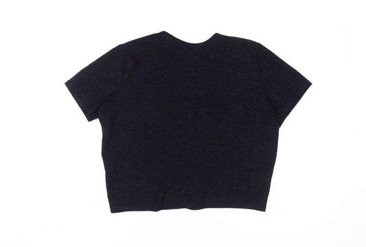 Womens UK Size 12 Urban Outfitters Blue Cropped T-Shirt