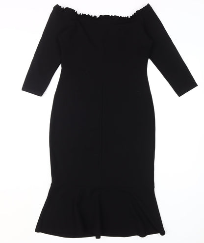 River Island Women's Black Bodycon Off Shoulder Dress Size 10