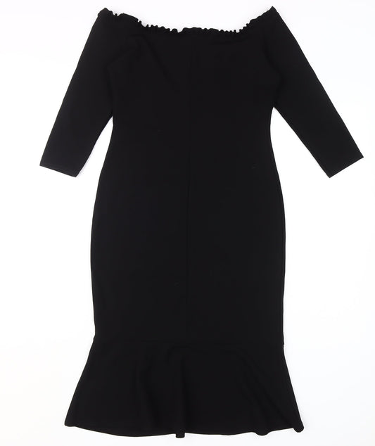 River Island Women's Black Bodycon Off Shoulder Dress Size 10
