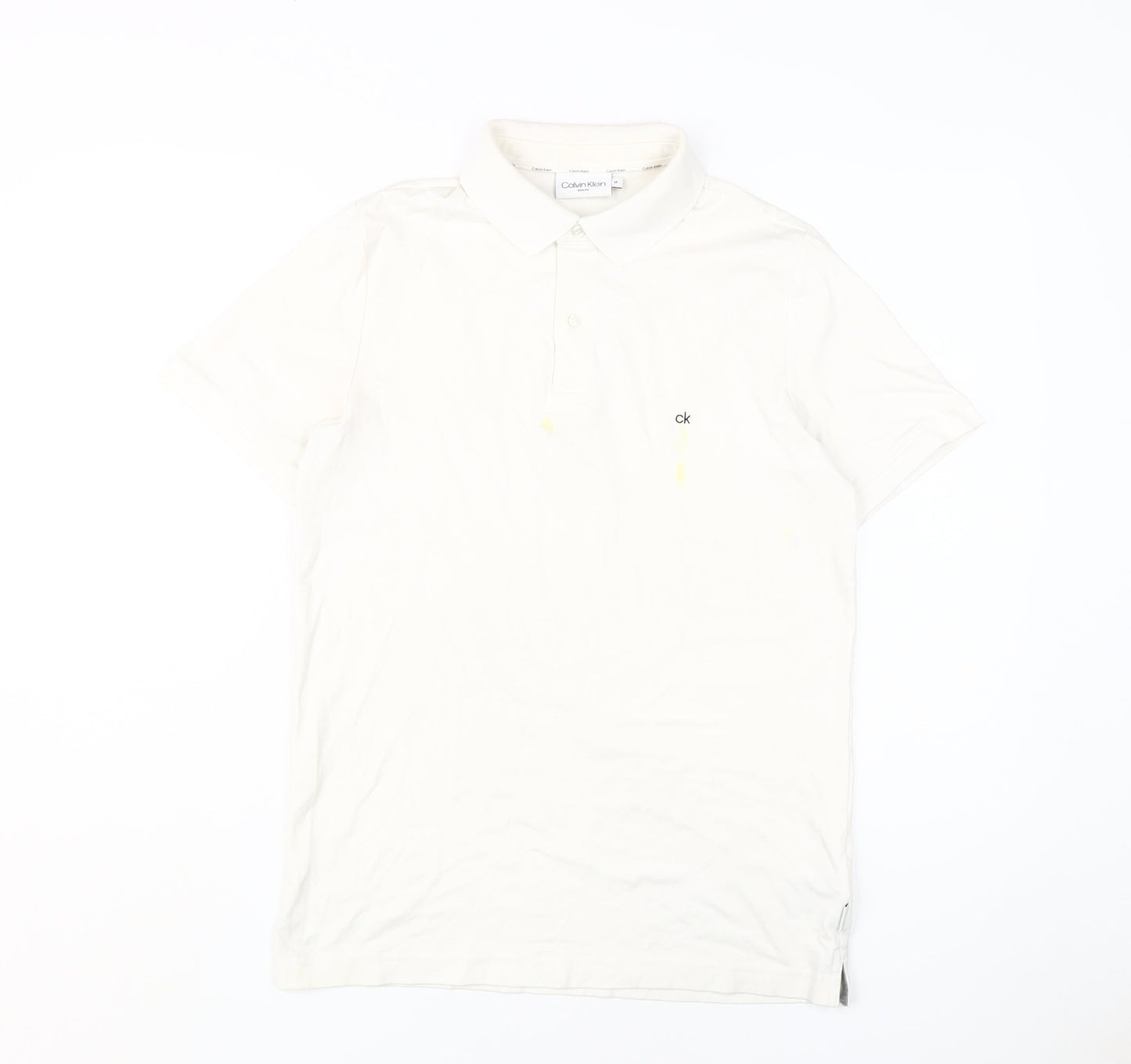Calvin Klein Men's Ivory Slim Fit Polo M