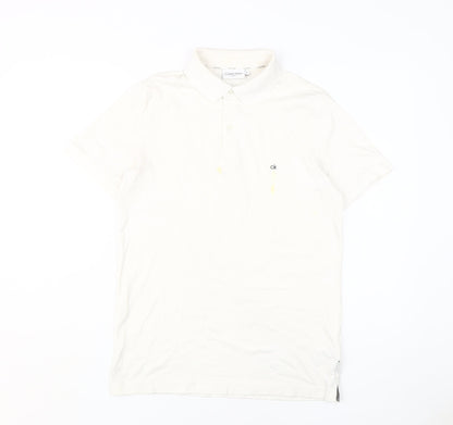 Calvin Klein Men's Ivory Slim Fit Polo M