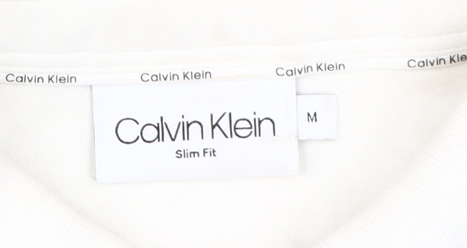 Calvin Klein Men's Ivory Slim Fit Polo M
