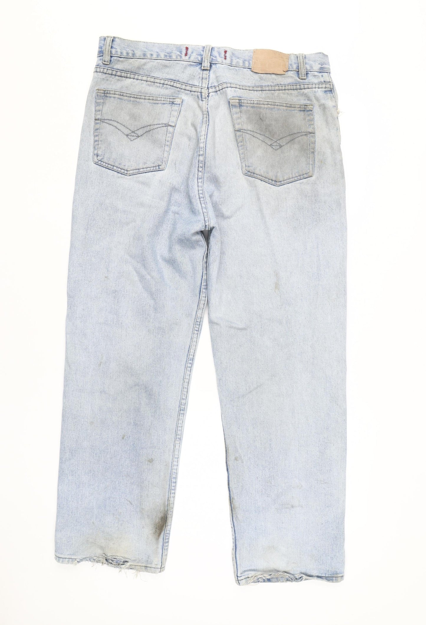 Mens UK Size L Silverstripe Regular Fit Straight Blue Jeans